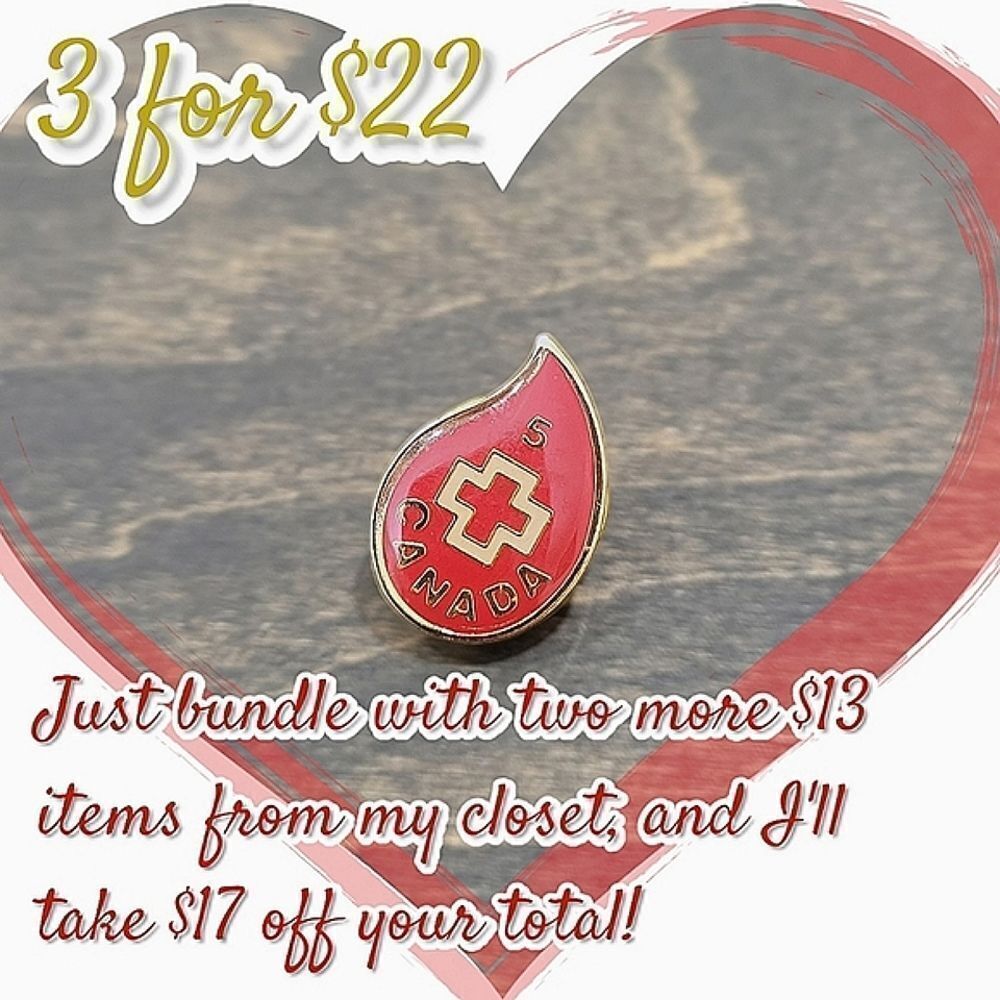 Vtg Canadian Red Cross 5th donation blood donor pin